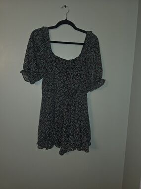 miami Black Floral Square-Neck Romper